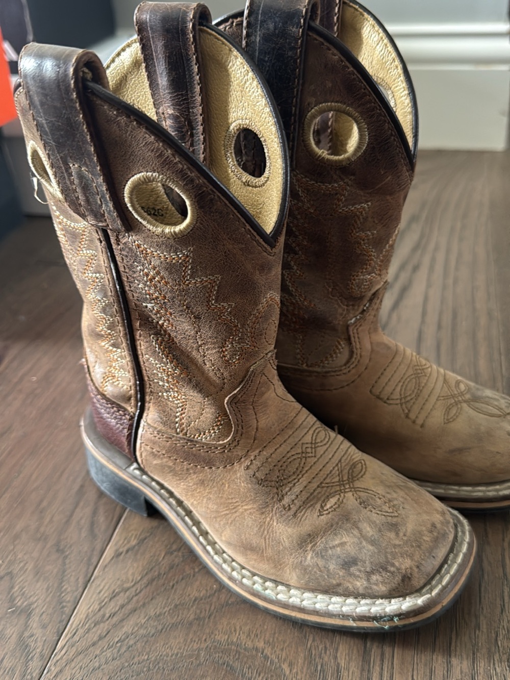 Kids Brown Leather Pull-On Cowboy Boots